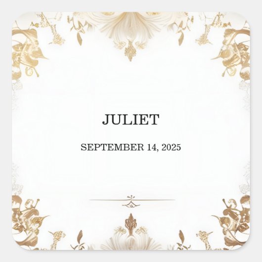 Sticker Carré Simple Classique Formel Mariage Blanc (Devant)