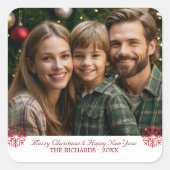 Sticker Carré Simple classique Red Snowflakes une photo (Devant)