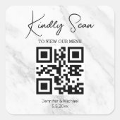 Sticker Carré simple code qr minimum mariage menu marbre (Devant)