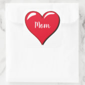Sticker Carré Simple coeur rouge - pour MOM (Sac)