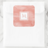 Sticker Carré Simple Corail rose subtil Marbre Moderne Monogramm (Sac)