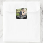 Sticker Carré Simple Couples Photo Enregistrer la date Mariage (Sac)