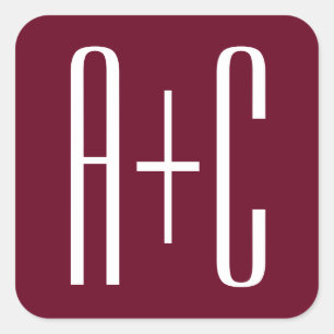 Sticker Carré Simple Couples   White & Burgundy