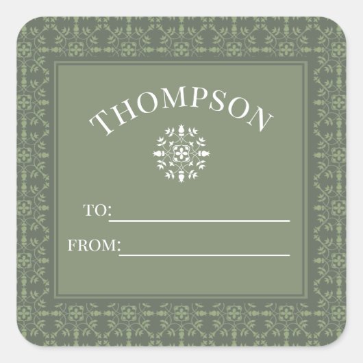 Sticker Carré Simple Elegant Green Snowflake Noël classique (Devant)