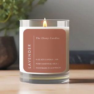Sticker Carré Simple Elegant Minimal Rustic Rust Candle Étiquett