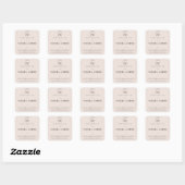 STICKER CARRÉ SIMPLE ÉLÉGANT MINIMAL URBAN BLUSH LINEN LOGO (Feuille)