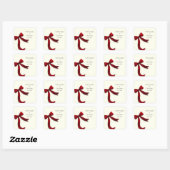 Sticker Carré Simple Elegant Minimalist Red Bow Classic (Feuille)