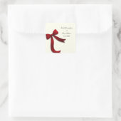 Sticker Carré Simple Elegant Minimalist Red Bow Classic (Sac)