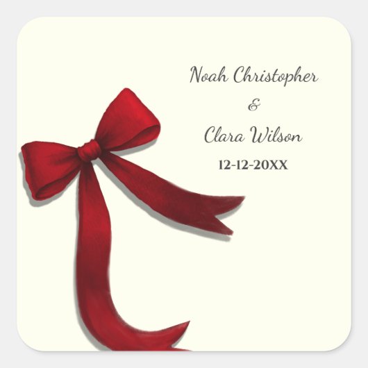 Sticker Carré Simple Elegant Minimalist Red Bow Classic (Devant)