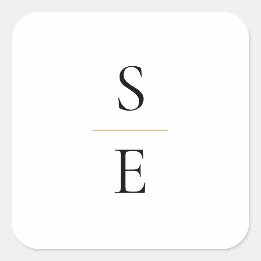 Sticker Carré Simple Élégant Monogramme Initiales Mariage (Devant)