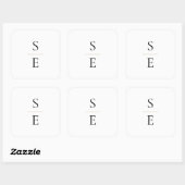 Sticker Carré Simple Élégant Monogramme Initiales Mariage (Feuille)