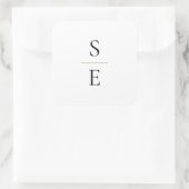 Sticker Carré Simple Élégant Monogramme Initiales Mariage (Sac)