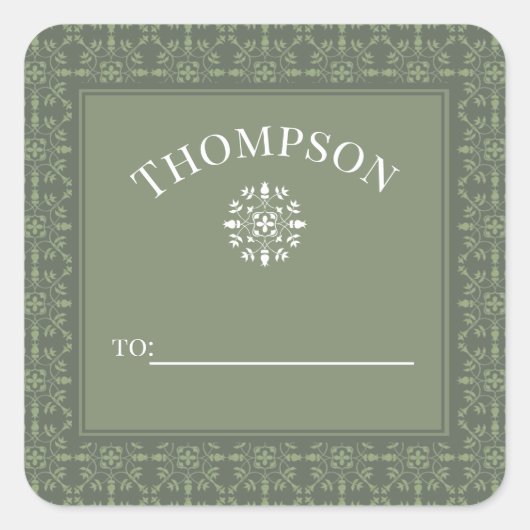 Sticker Carré Simple Élégant Vert Moderne Flocon De Neige À De (Devant)