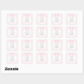 Sticker Carré Simple élégante Soft Pastel Rose Bow Joyeux annive (Feuille)