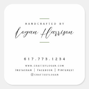 Sticker Carré Simple Fabriqué à la main et Personnalisé
