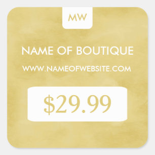 Sticker Carré Simple Goldenrod Chic Boutique Monogram Prix Tags