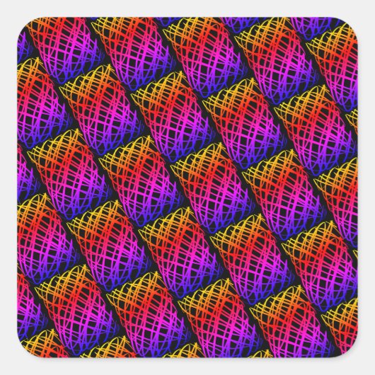 Sticker Carré Simple Gribouillis | Demi-Chute | Fond Noir | (Devant)