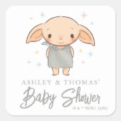 Sticker Carré Simple Harry Potter - Baby Shower Dobby (Devant)