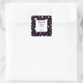 Sticker Carré Simple Lilac Polka Pot Merci noir (Sac)