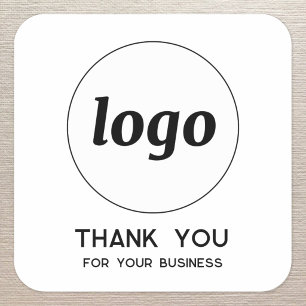 Sticker Carré Simple Logo et Texte Merci pour l'Affaire