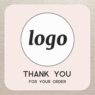 Sticker Carré Simple Logo et Texte Merci pour votre Affaire Rose