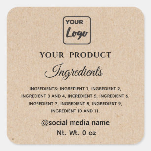 Sticker Carré Simple logo produit ingrédients en carton