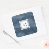 Sticker Carré Simple Marine Bleu Marbre subtil Monogramme modern (Enveloppe)