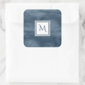 Sticker Carré Simple Marine Bleu Marbre subtil Monogramme modern (Sac)