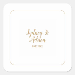 Sticker Carré Simple Minimaliste Enveloppe Mariage de trame or