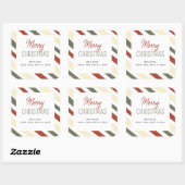 Sticker Carré Simple minimaliste rayé Joyeux Noël Nom (Feuille)