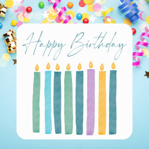 Sticker Carré Simple Moderne Classique Joyeux Anniversaire Scrip
