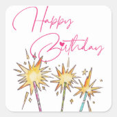 Sticker Carré Simple moderne Joyeux Anniversaire coloré (Devant)