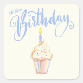 Sticker Carré Simple moderne mignonne Joyeux anniversaire (Devant)