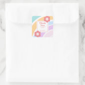 Sticker Carré Simple moderne Pastel Rainbow Flower Merci (Sac)