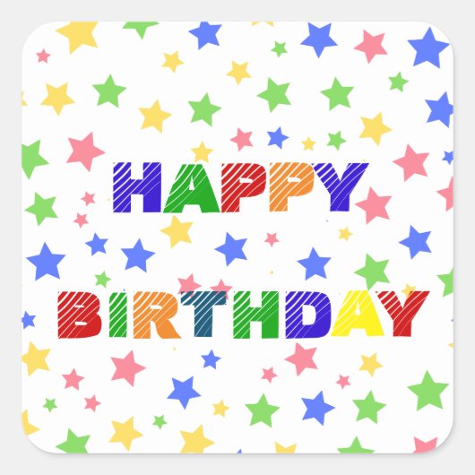 Sticker Carré Simple moderne Pastel Star fête d'anniversaire col (Devant)