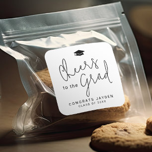 Sticker Carré Simple Moderne Script encourage les diplômés