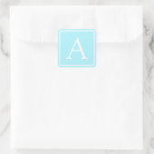 Sticker Carré Simple Monogramme Bleu Ciel (Sac)