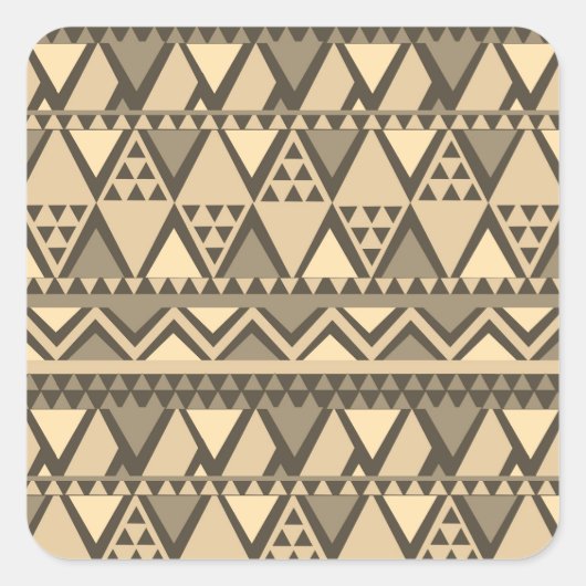 Sticker Carré Simple Motif d'art tribal Brown (Devant)