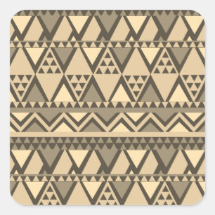 Sticker Carré Simple Motif d'art tribal Brown