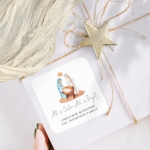 Sticker Carré Simple Nativité Scène Tout Est Calme Nom