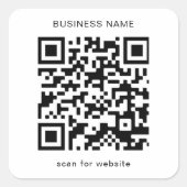 Sticker Carré Simple Noir et Blanc QR Code Business (Devant)