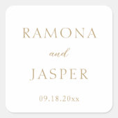 Sticker Carré Simple Or Moderne Mariage Doré (Devant)