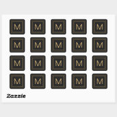 Sticker Carré Simple Or | Noir | Monogramme (Feuille)