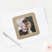 Sticker Carré Simple Photo Sandy Tan Love & Merci Mariage (Enveloppe)