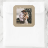 Sticker Carré Simple Photo Sandy Tan Love & Merci Mariage (Sac)