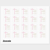 Sticker Carré Simple Pink Cross First Holy Communion Thank You (Feuille)