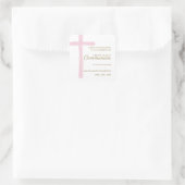 Sticker Carré Simple Pink Cross First Holy Communion Thank You (Sac)