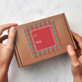 Sticker Carré Simple Plaid Holiday Rouge et vert de