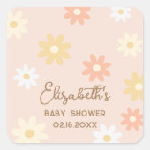 Sticker Carré Simple Retro Chic Daisy Boho Girl Baby shower (Devant)