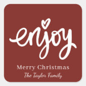 Sticker Carré Simple Rouge & Blanc Minimal Cuisson de Noël  (Devant)